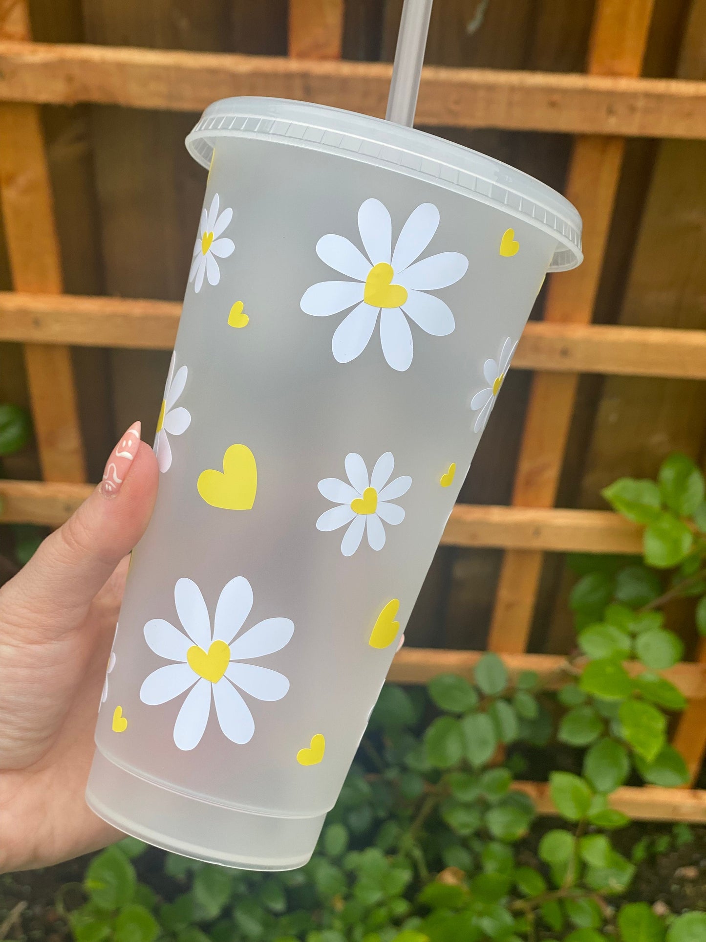 Daisy Heart 24oz Frosted Tumbler | Reusable Cold Cup | Starbucks Inspired | Cute Gift
