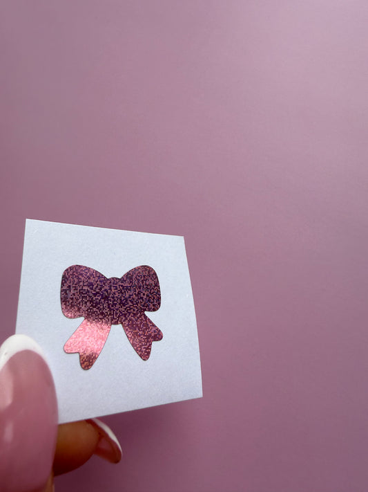 Bow Scratch Off Stickers - Pink Glitter