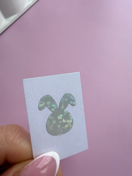 Bunny Scratch Off Stickers - White Speckle Holographic