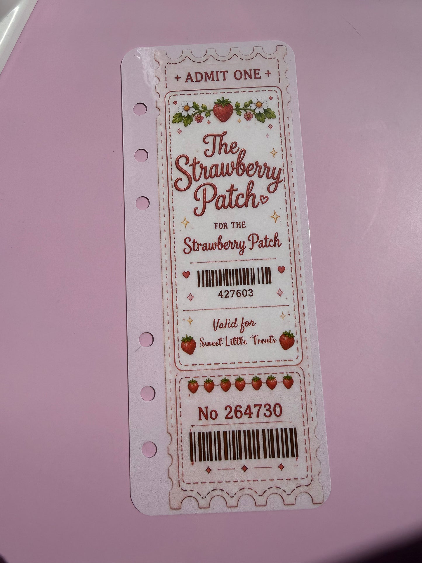 Admit One To The Strawberry Patch Bookmark