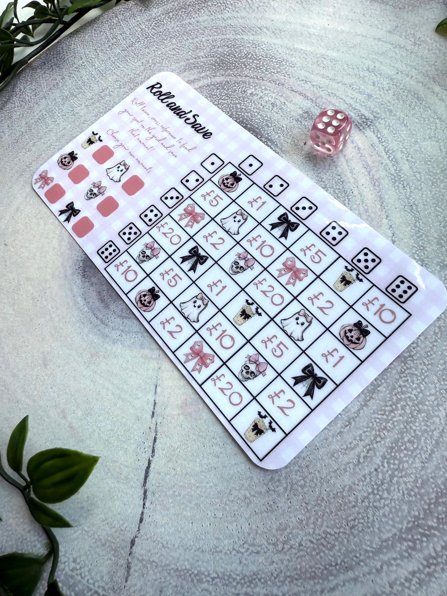 Pink Halloween Roll & Save Grid