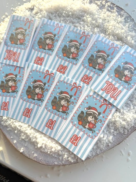 Winter Raccoon £1, £2 & IOU Cards