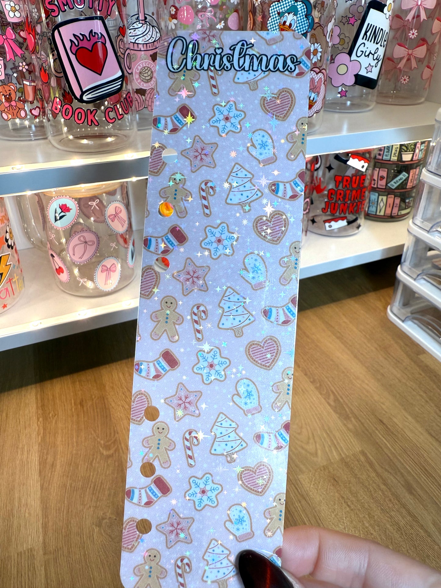 Christmas Gingerbread Pink Binder Bookmark