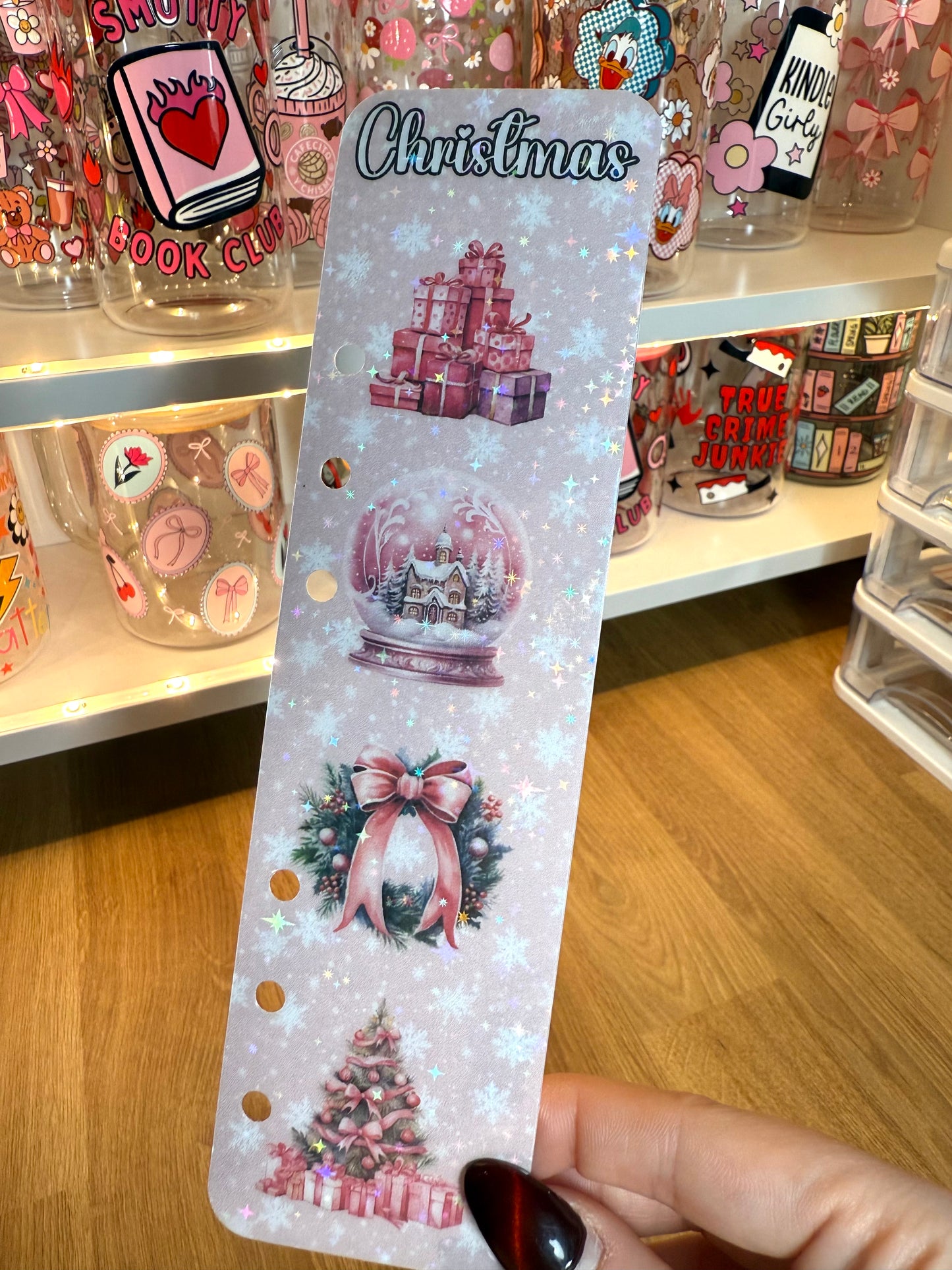 Pink Christmas Binder Bookmark
