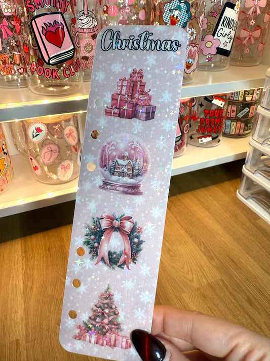 Pink Christmas Binder Bookmark
