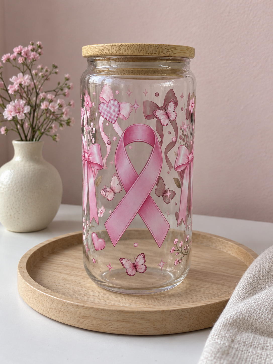 Think Pink – Breast Cancer Awareness Glass